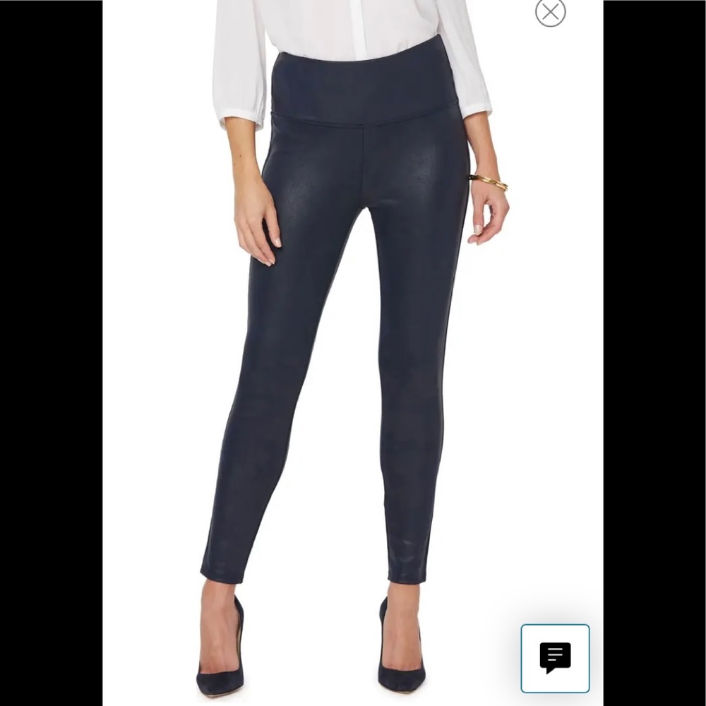 NWT-NYDJ Navy Coated Legging, Medium (fits like a Large)